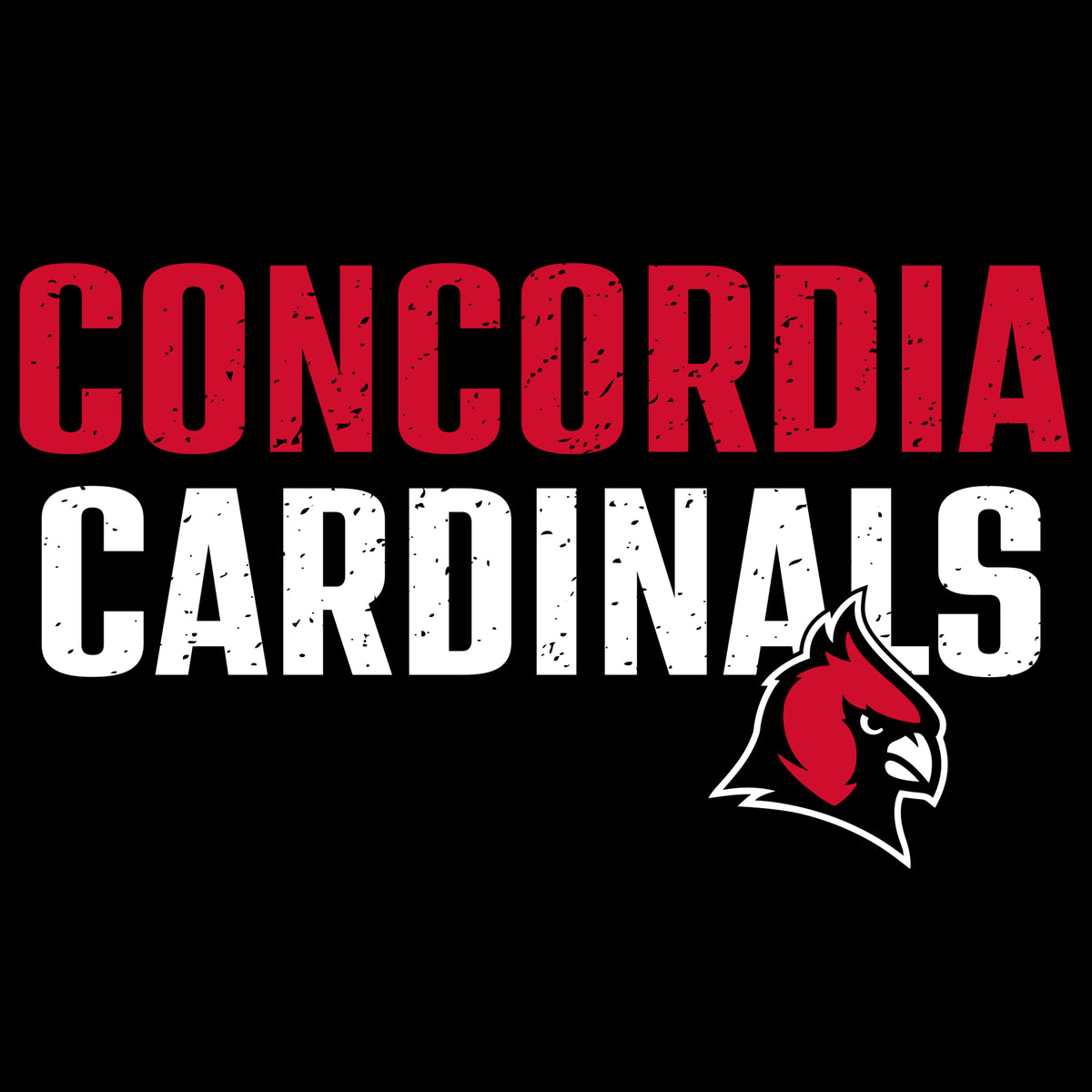 Concordia Cardinals Distressed Block Print Longsleeve T-Shirt - Black ...