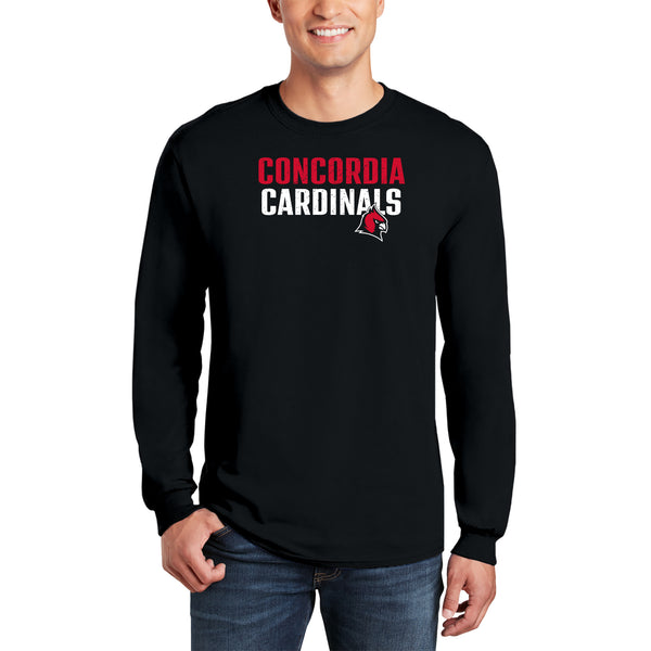 Concordia Cardinals Distressed Block Print Longsleeve T-Shirt - Black
