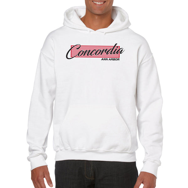 Concordia Script Unisex Hooded Sweatshirt - White