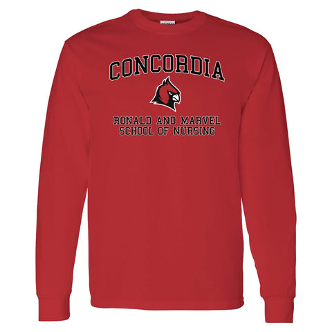 Concordia Ronald & Marvel School of Nursing Arch Longsleeve T-Shirt - Red