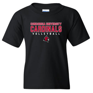 Concordia Volleyball Cardinal Head Youth T-Shirt - Black