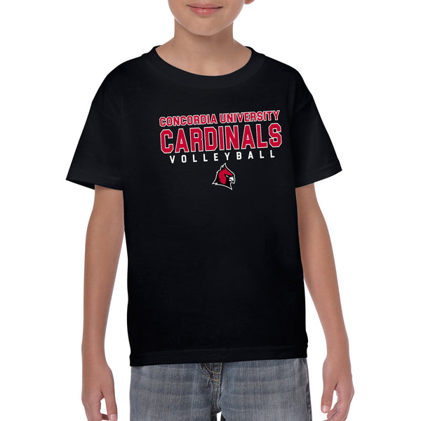 Concordia Volleyball Cardinal Head Youth T-Shirt - Black