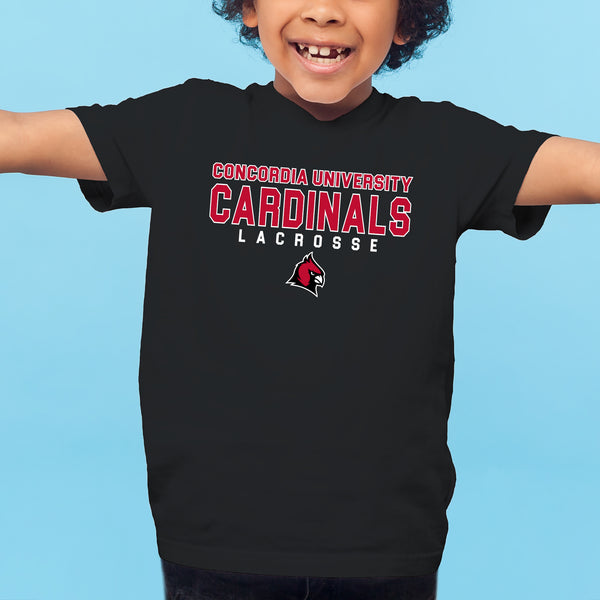 Concordia Lacrosse Cardinal Head Youth T-Shirt - Black