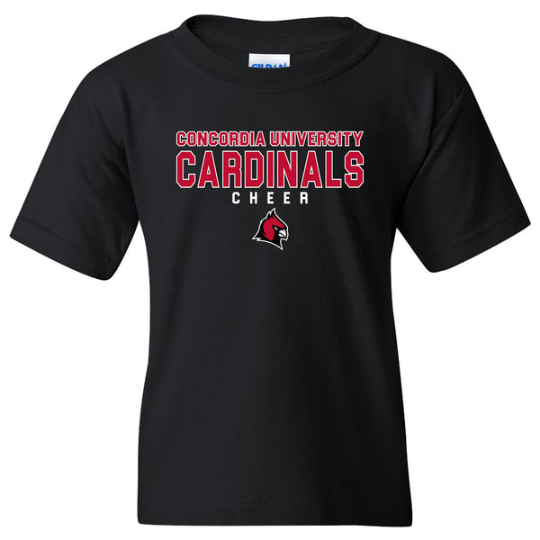 Concordia Cheer Cardinal Head Youth T-Shirt - Black