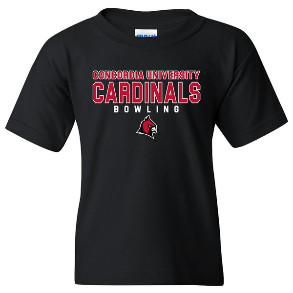 Concordia Bowling Cardinal Head Youth T-Shirt - Black