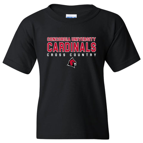 Concordia Cross Country Cardinal Head Youth T-Shirt - Black