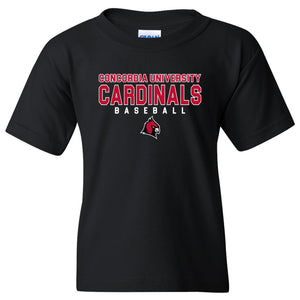 Concordia Baseball Cardinal Head Youth T-Shirt - Black