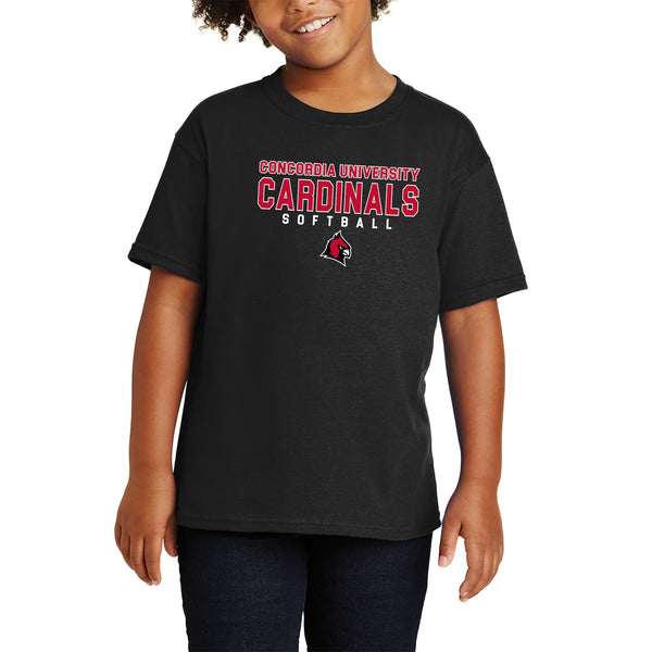 Concordia Softball Cardinal Head Youth T-Shirt - Black