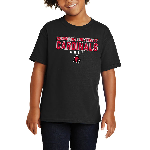 Concordia Golf Cardinal Head Youth T-Shirt - Black