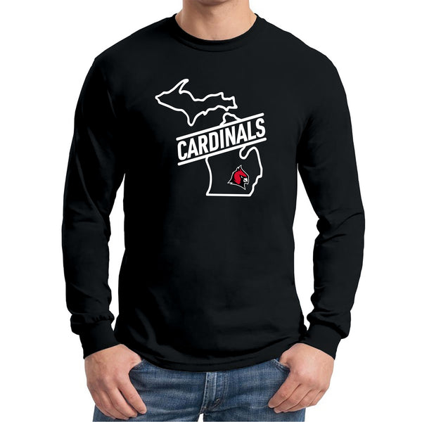 Concordia Cardinals Michigan Outline Unisex Longsleeve T-Shirt - Black
